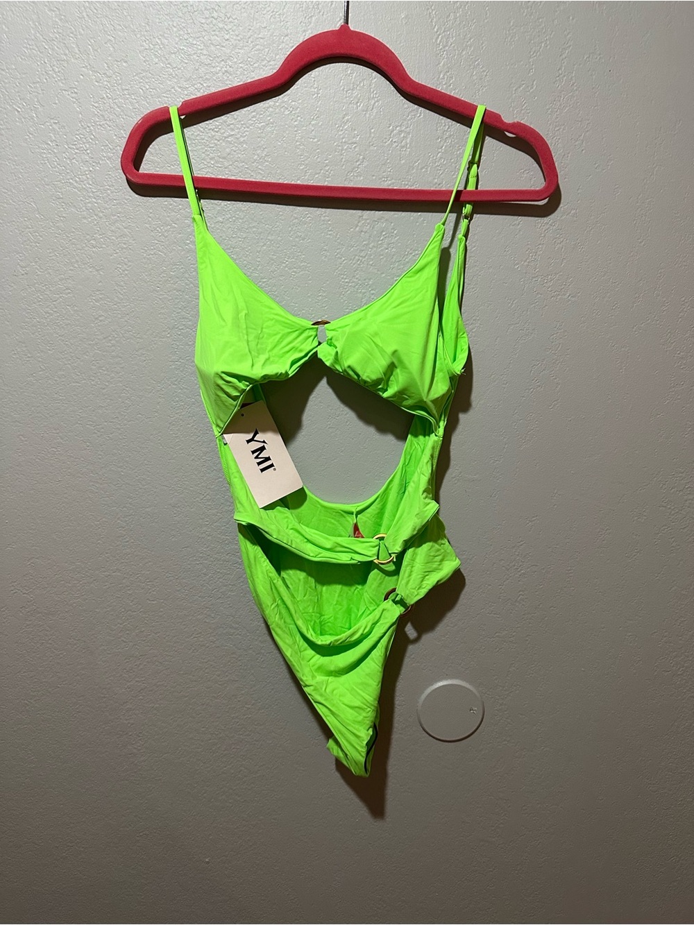 Neon Green Cutout One-Piece Swimsuit